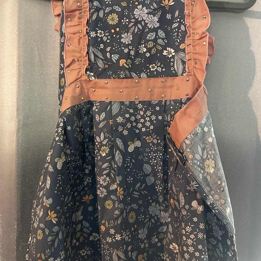 Floral Ruffle Dress with Beaded Accents